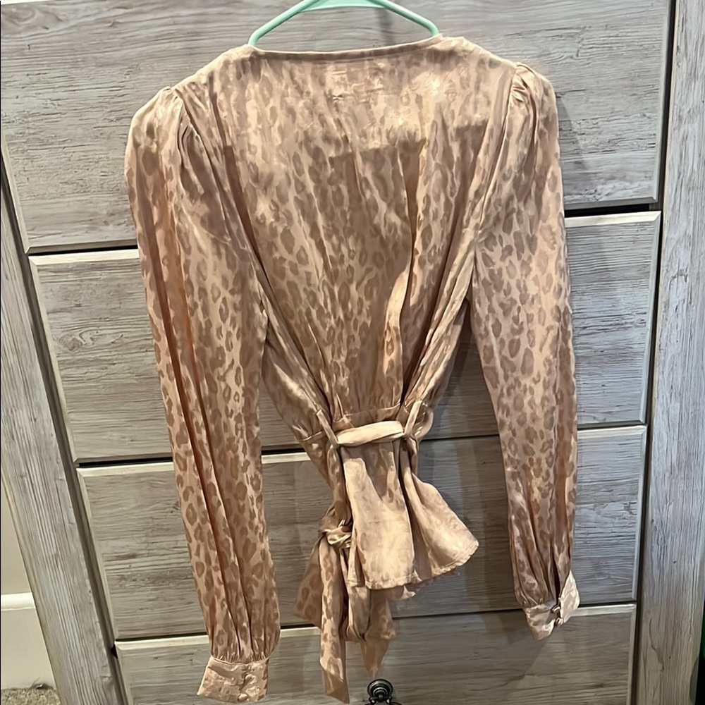 Leopard Print Wrap Blouse - Picture 3 of 3